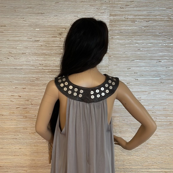 THOMAS WYLDE STUNNING SILK LEATHER MIDI DRESS - Picture 3 of 9